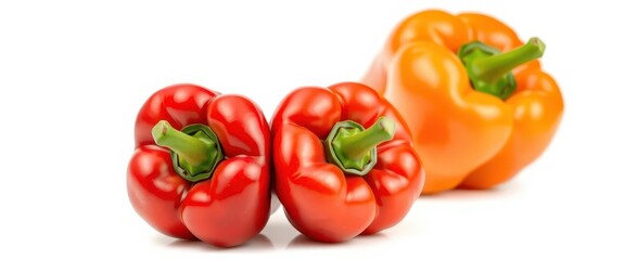 A vibrant, ripe bell pepper, isolated on pure white , texture, capsicum