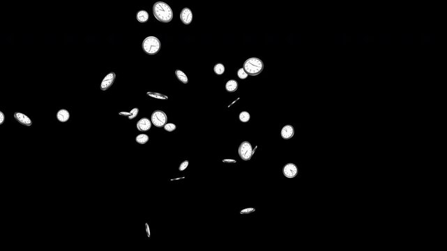 Exploding Overlay Clocks Animation on Alpha Channel, Loop
