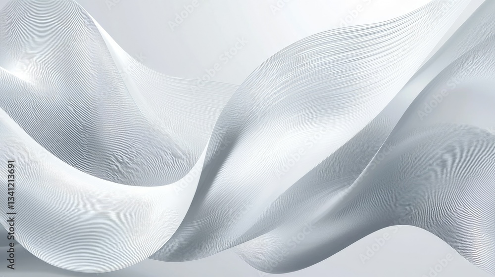 Poster minimalistic abstract white wave design with clean lines and a soft, glowing effect.