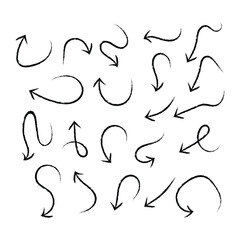 Grunge curved arrows set for business plan, presentation and education. Sign, Symbol, Hand drawn arrow collection in eps 10.