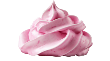 Delicious pink whipped cream isolated on white background 