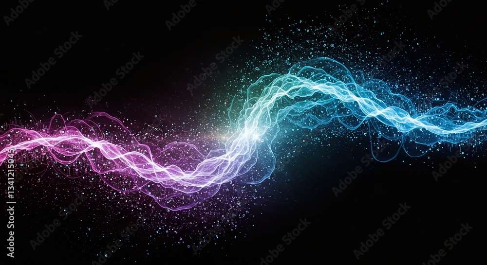 Poster electrifying energy flow: a vibrant display of abstract energy, featuring intertwining streams of el
