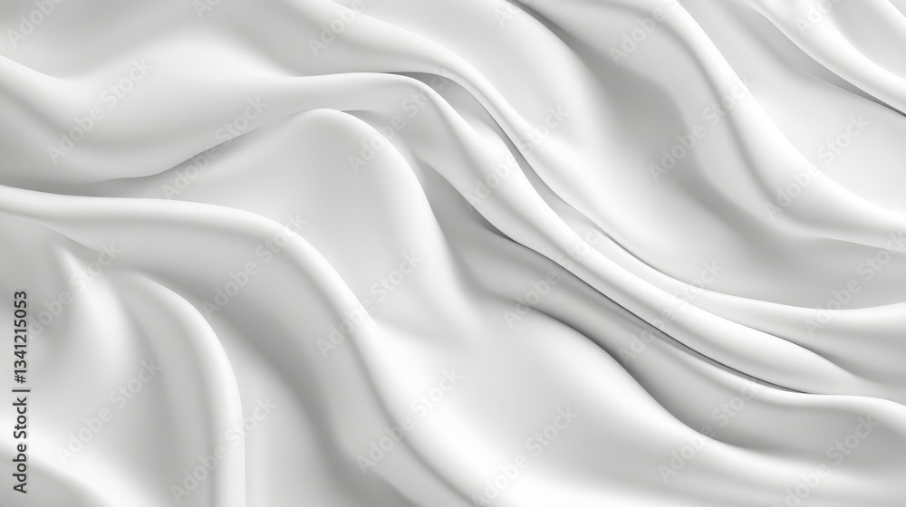 Poster abstract white wave pattern with a silky texture, forming gentle ripples and smooth gradients.