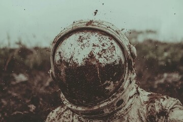A space helmet mirrors the stars, symbolizing the allure of discovery and enigma