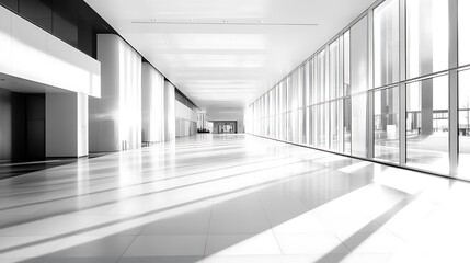 Fototapeta premium Empty Modern Hallway with Natural Light and Clean Interior Design
