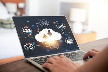 Cloud storage server. concept of Backup in computer data systems and cloud digital technology. multi data security, and a platform on the internet. transfer and recovery online