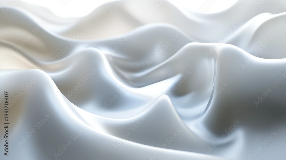 Poster dynamic white wave motion with light and shadow interplay, giving a sense of fluidity and depth.
