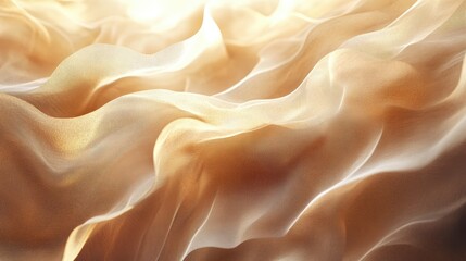 Fototapeta premium Elegant brown smoke ribbons moving in a delicate dance, illuminated by warm ambient light.