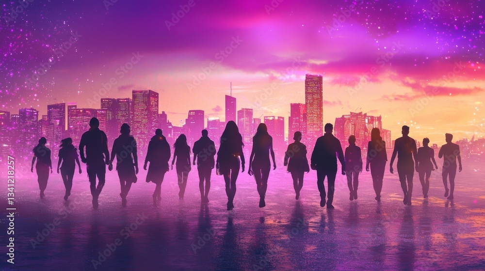 Poster futuristic technology concepts feature the digital transformation of human figures as a central them