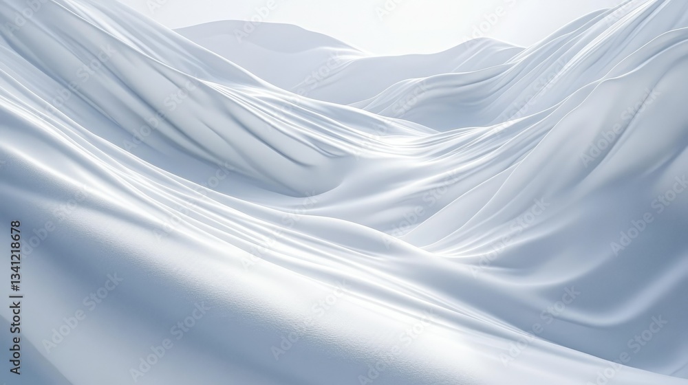 Poster minimalist wavy white lines overlapping in a delicate composition, clean and elegant.