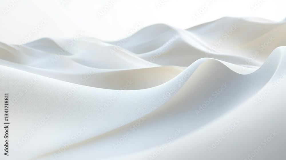 Aufkleber monochrome white wave pattern resembling sand dunes, smooth and abstract with soft gradients.