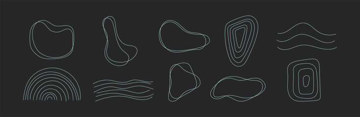 Abstract irregular outline shapes set. Rounded blots, arches, waves line vector illustrations.