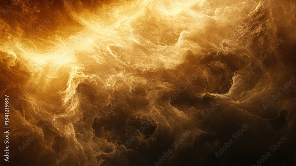 Poster swirling brown smoke creating a mesmerizing abstract pattern on a dark background, soft and ethereal