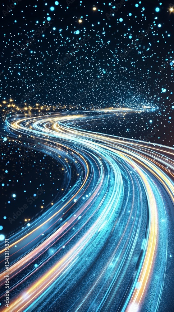 Poster a dynamic abstract background features vibrant blue light trails that are in motion