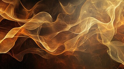 Obraz premium Thin trails of golden-brown smoke intertwining on a deep gradient background, mysterious and artistic.