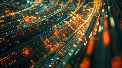 Abstract swirling digital city. Possible use wallpaper, background graphic design