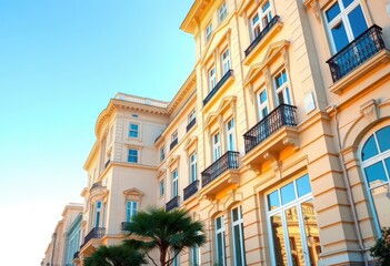 Fototapeta premium Elegant city villa facade, classical architecture, brick facade, brick