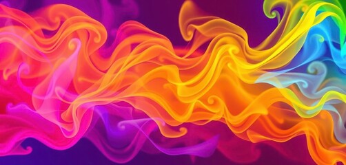 Abstract swirling colorful smoke, vibrant hues, dynamic flow, swirl, background