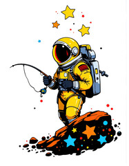 vector illustration of a dancing space woman