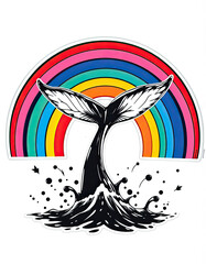 whale tail and rainbow