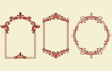 Vintage ornate border frames set. A vector collection of retro elegant decorative labels for greeting cards, weddings, invitations, certificates, and luxury packaging
