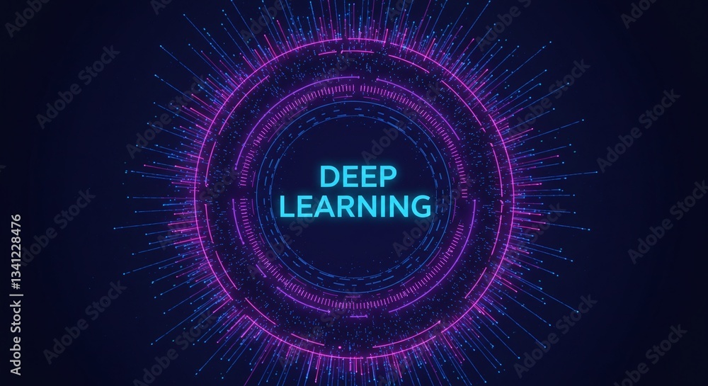 Poster deep learning: conceptual digital artwork featuring the words 