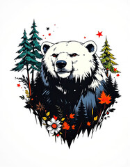 polar bear with christmas tree