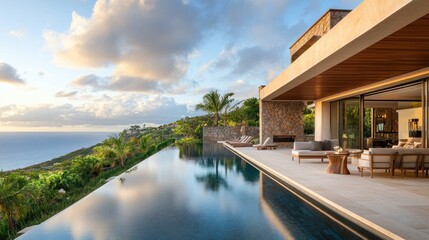 Exclusive ocean view villa with infinity pool blending seamlessly with nature