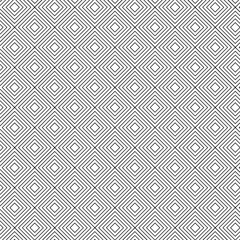 Abstract geometric pattern with squares, crosses, stripes, lines. Seamless vector background. White and black ornament. Modern reticulated graphic design.