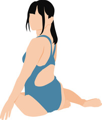 ポーズをとる水着を着た女性のイラスト