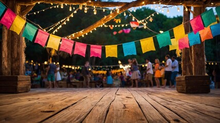 Obraz premium Festive Outdoor Party with Colorful Bunting Lights