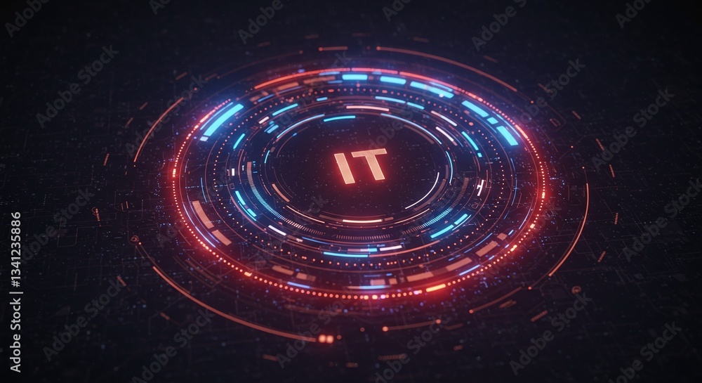 Poster cyber hub: futuristic digital interface with the text 
