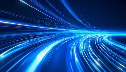 Fototapeta premium Abstract Blue Light Trails Futuristic Speed, Technology, and Energy Background