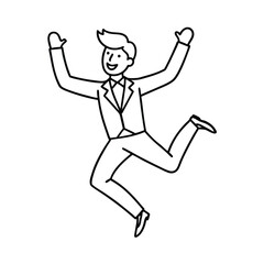 Joyful Businessman Celebrates Success, Jumping with Excitement and Glee