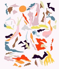 Abstract composition of colorful geometric shapes