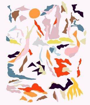Abstract composition of colorful geometric shapes