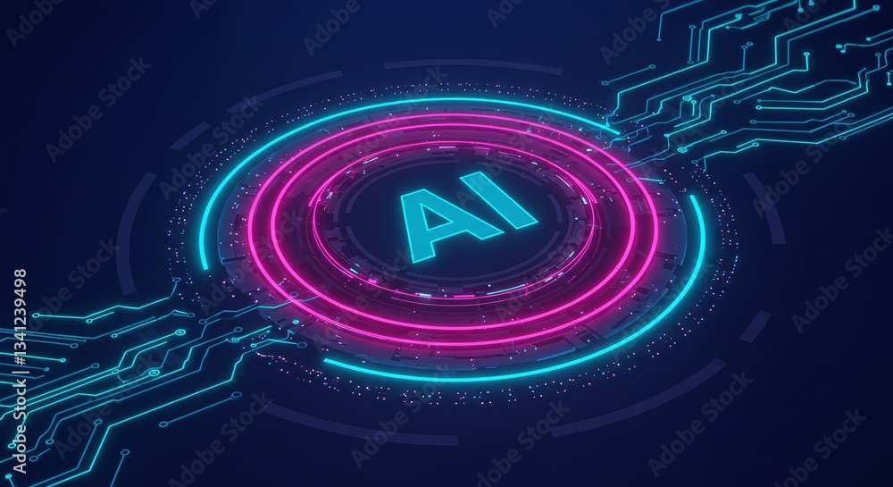 Poster ai circuitry: a captivating digital composition featuring the abbreviation 