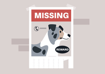 Heartfelt tear-off poster displayed throughout the neighborhood, urging locals to assist in locating a beloved missing animal, a flyer highlights the urgency and need for community support