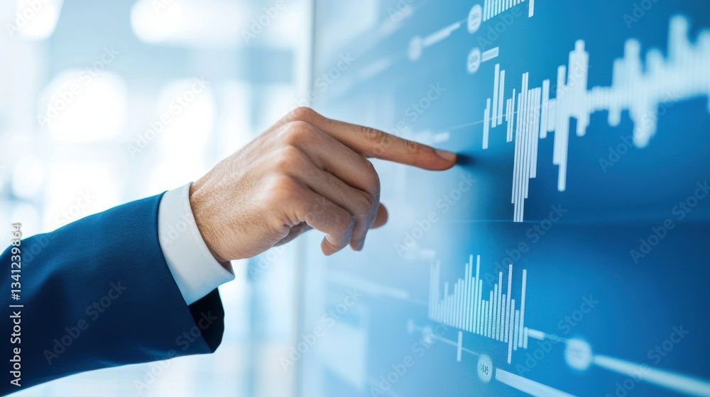 Aufkleber business professional interacting with data visualization interface