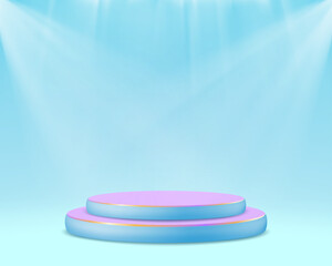 Empty podium or pedestal with steps. Copy space for advertising and presentation. Vector illustration