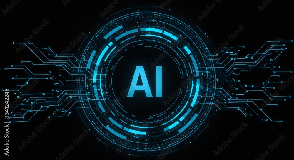 Aufkleber digital intelligence: a striking depiction of artificial intelligence, showcasing intricate circuit 