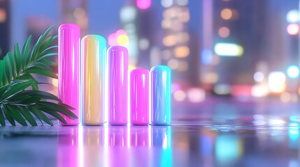 Fototapeta premium Futuristic Neon Data Visualization with Colorful Bars