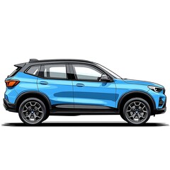 Stylish Blue SUV Side View Illustration Modern Compact Crossover Design