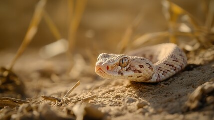 Fototapeta premium Desert Snake in Sunny Grassy Field