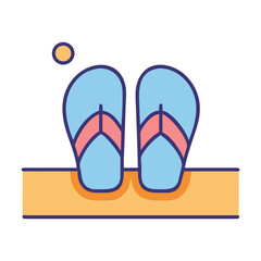 Minimal Beach Sandals Icon – Summer Flip Flops Vector Illustration