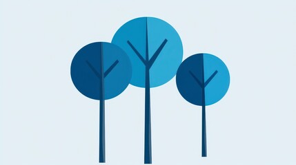 Serene Blue Trees: A Minimalist Nature Scene