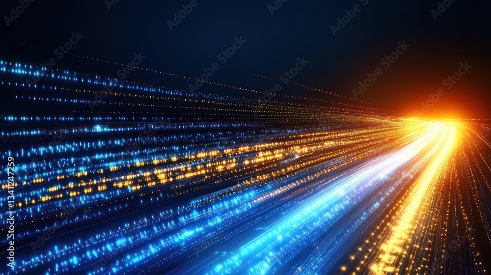 Poster abstract digital stream: a mesmerizing journey into the vibrant world of data flow, showcasing the s