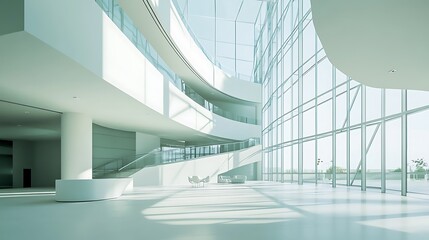 Obraz premium Modern Interior Space with Large Windows and Natural Light Streaming in