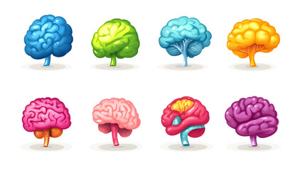 Vibrant 3D Human Brain Icon for Medical and Scientific Concepts