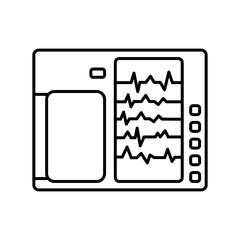 Portable electrocardiograph black line icon for digital and print projects.